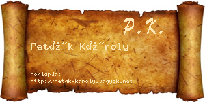 Peták Károly névjegykártya