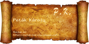Peták Károly névjegykártya